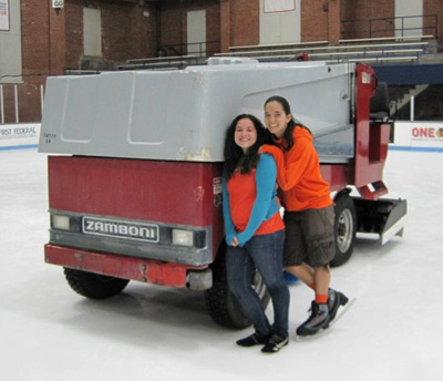 Val and Ann ice skating their sophomore year.